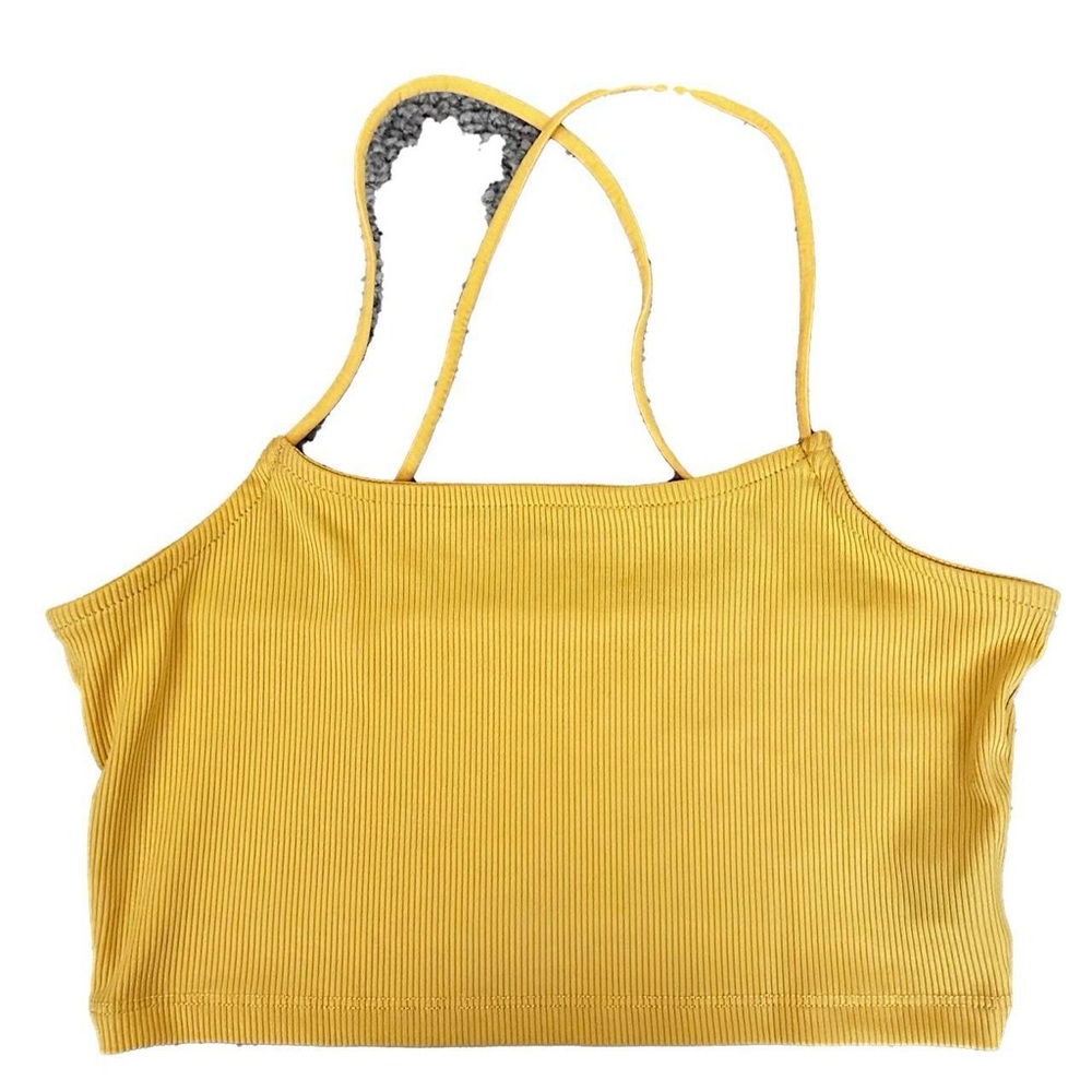 Yellow Ribbed Crop Top